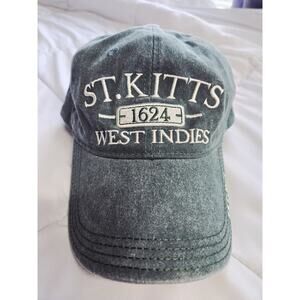 Vtg St. Kitts West Indies Est. 1624 Ball Cap Hat Adjustable Wash Green Cotton